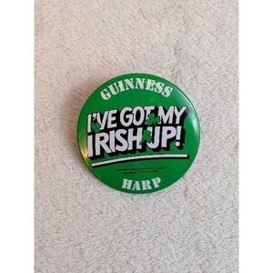 Vintage Guinness Harp I've Got My Irish Up St Patrick's Day Pin Button